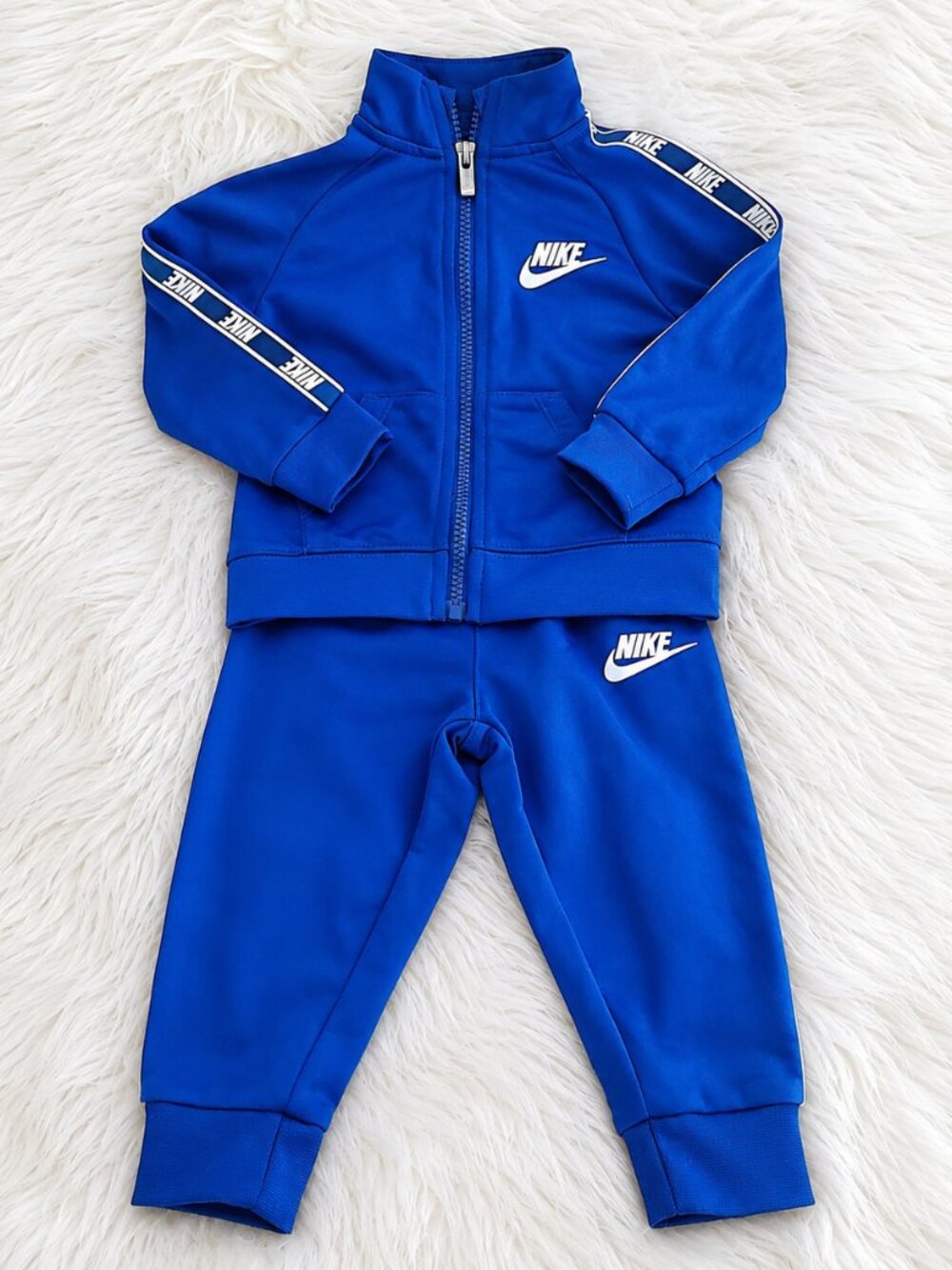 Nike Blue Unisex Taping Tricot Two Piece Tracksuit Set SZ 12M - Picture 1 of 9